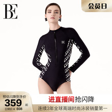 BE范德安时尚系列连体泳衣女竞速保守微胖遮肉女孩长袖防晒高级感