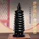 天然黑曜石九层文昌塔宝塔佛塔摆件黑色水晶十三层书房客厅办公桌