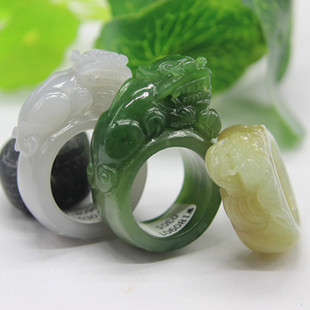 天然和田玉白玉碧玉招财貔貅扳指戒指指环玉石22MM大拇指食指扳指