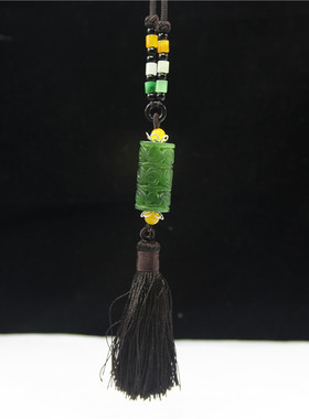 天然和田玉路路通手工镂空吊坠