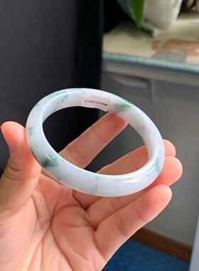 窄条飘花缅甸翡翠a货平安镯窄条
