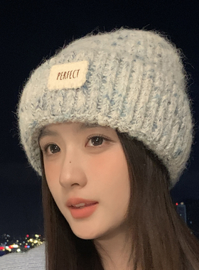 春季2026新款帽子女粗毛线针织帽保暖防寒护耳帽彩色百搭包0107z