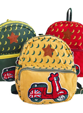 欧迪OIDE幼儿园小书包女卡通可爱小车车双肩包宝宝帆布背包K410