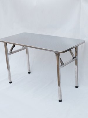 折叠桌简易不锈钢餐桌家用长方形吃饭桌子户外摆摊便携连体烧烤桌