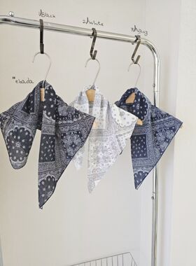 时尚ins风包头围巾头巾多色方巾棉腰果花图案韩国代购东大门领巾