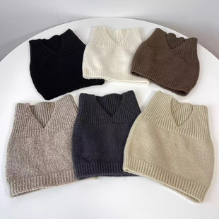 韩国进口代购 百搭针织围脖女厚实保暖高领套头毛线脖套潮 秋冬新款