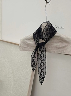 韩国东大门春夏新款 蕾丝长条丝巾女细围巾多功能绑带领巾飘带 时尚