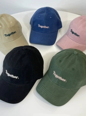 韩国东大门代购春季简约字母Together显脸小鸭舌帽女遮阳棒球帽子