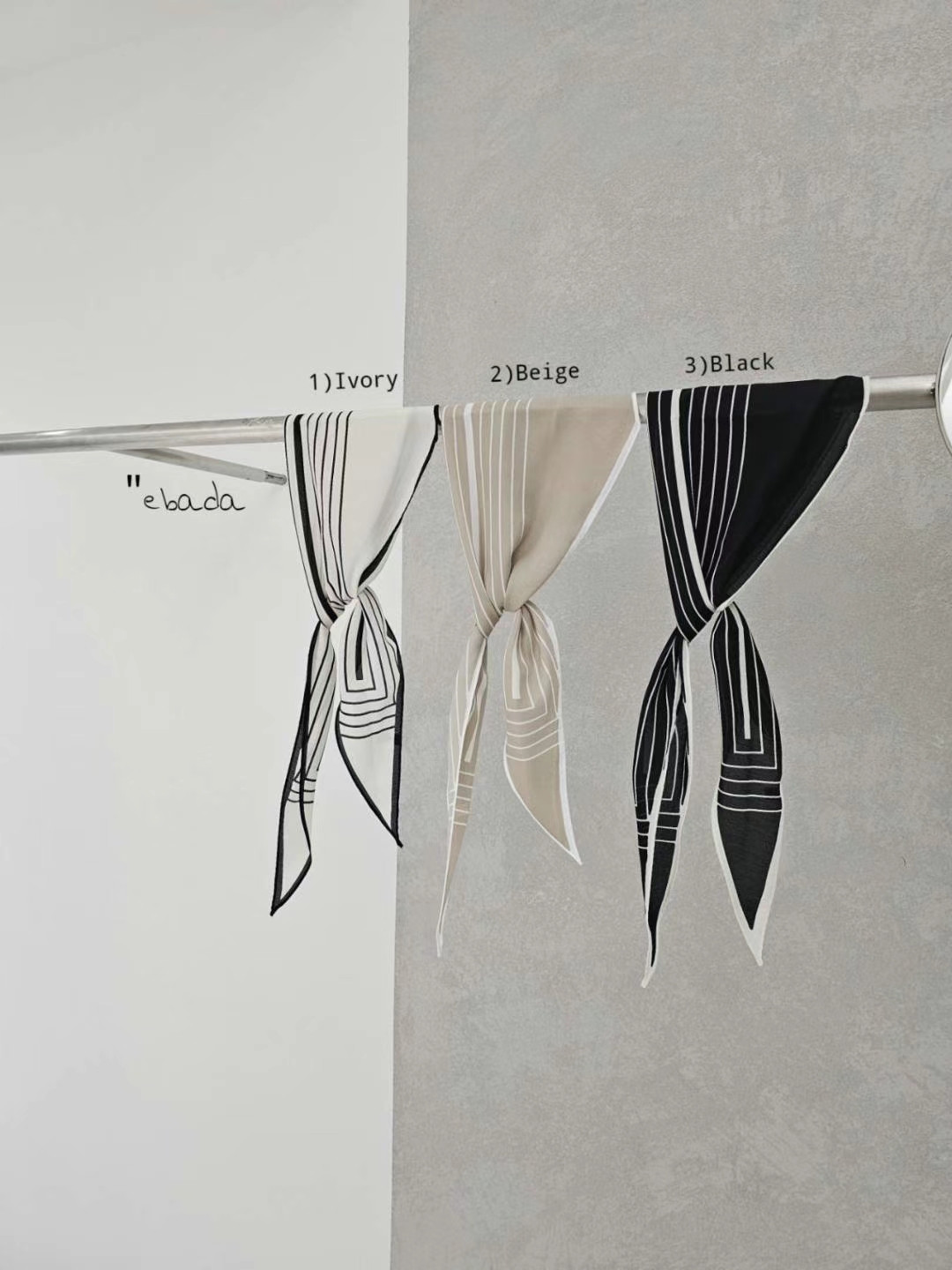 韩国进口夏季新款时尚百搭条纹丝巾女东大门装饰领巾职业围巾飘带