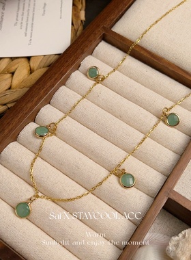 满天星天然切面石度假风女士项链叠戴锁骨链北欧复古