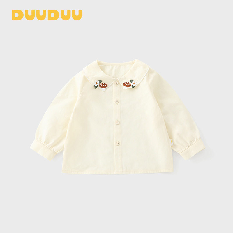 DUUDUU宝宝白色衬衣2026春季新款韩版小童长袖上衣小香风女童衬衫