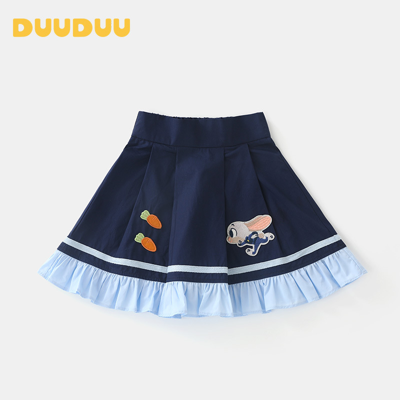 DUUDUU学院风2025新款卡通百褶裙夏季薄款宝宝短裙a类女童半身裙