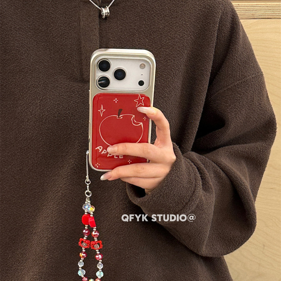 ins复古红色简约线条苹果适用iPhone17promax苹果15pro手机壳14链条挂饰13promax新款17女16全包15防摔亮面,3C数码配件,手机保护套/壳,淘宝优惠券,粉丝福利购,淘宝优惠卷