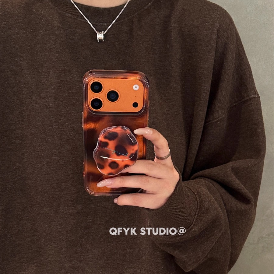 高级感琥珀色晕染支架壳适用iPhone17promax苹果15手机壳16promax新款17亮面防摔13保护套14pro全包