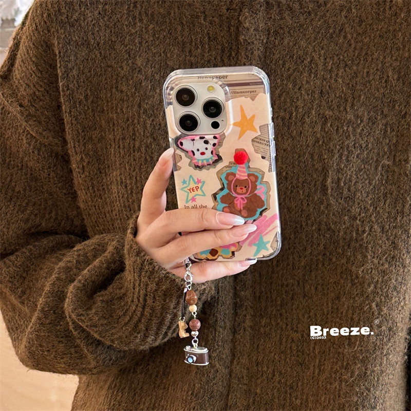 可爱卡通涂鸦生日小熊狗狗适用iPhone16promax苹果15手机壳14promax个性13链条16双层亮面11新款女plus防摔,3C数码配件,手机保护套/壳,淘宝优惠券,粉丝福利购,淘宝优惠卷