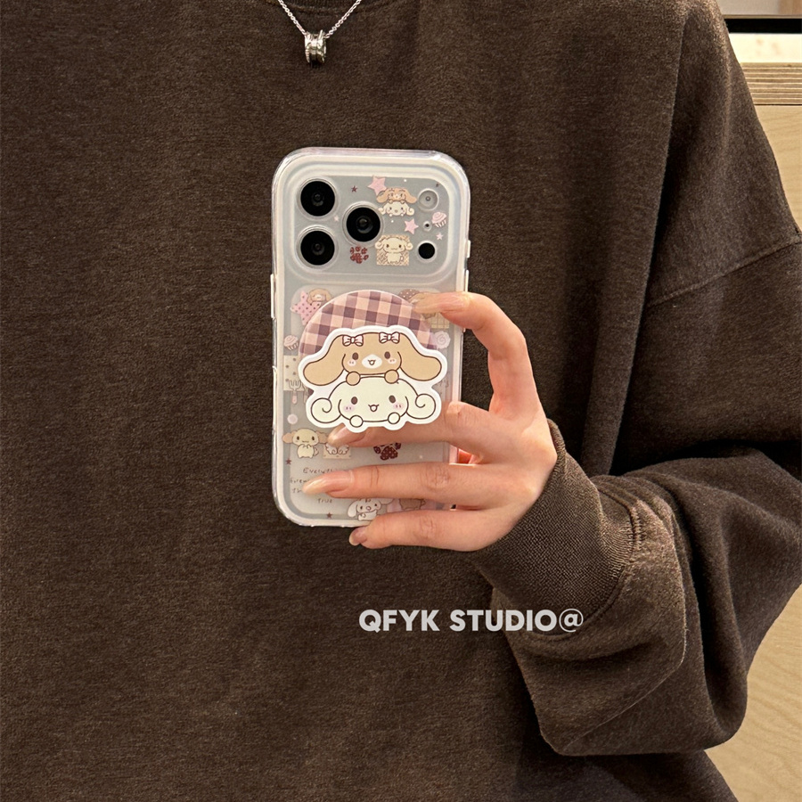 日韩卡通小清新玉桂狗适用iPhone17promax苹果15pro手机壳14磁吸支架13promax新款17女16全包15防摔16pro