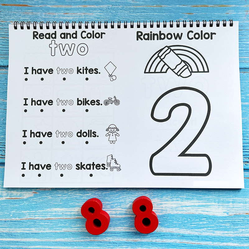 Numbers1-20 Books 幼儿英语数字启蒙 描红涂色趣味练习作业纸