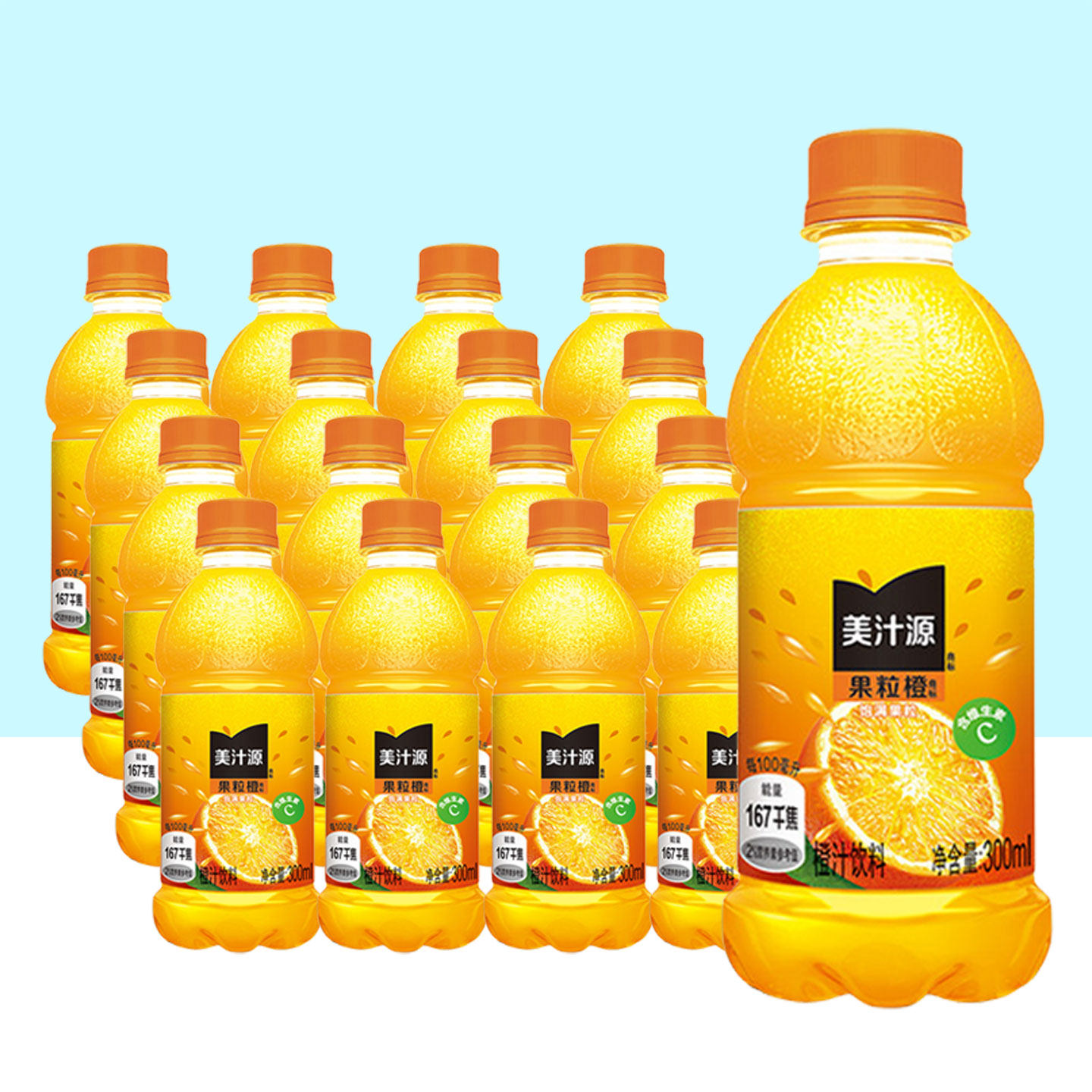 美汁源果粒橙300ml*6/12瓶装图片