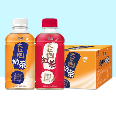 康师傅新品大红袍红茶奶茶饮品330ml*12瓶整箱装真茶现萃醇厚回甘