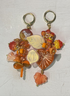 疾走织织|花开有时·原创设计串珠耳饰不对称花朵耳饰手作耳环