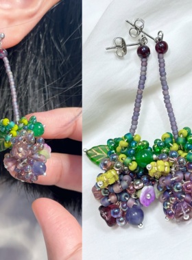 疾走织织 | 蔓枝絮语·捷克珠串珠耳饰 花朵耳饰 串珠耳环耳夹