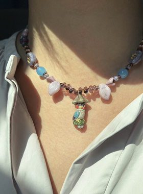 疾走织织 | 魔法猫头鹰 项链 捷克珠项链 串珠项链 动物项链