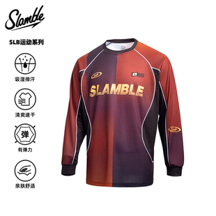 SLAMBLE投篮服运动长袖T恤男士插肩袖撞色拼接健身训练美式球衣