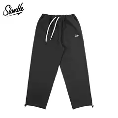 Slamble New Winter Style American-Style Fleece-Lined Warm Sports Pants for Men, Loose Casual Drawstring Sweatpants with Adjustable Cuffs