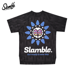 SLAMBLE趣味印花运动短袖T恤男速干透气圆领投篮服健身潮夏季新款