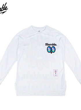 SLAMBLE秋季新款趣味印花运动长袖T恤男速干透气圆领投篮服健身潮