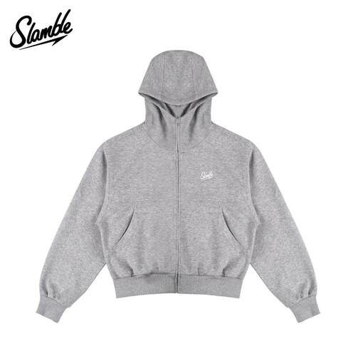 SLAMBLE秋冬新款加厚运动休闲连帽衫卫衣外套男女短款上衣夹克