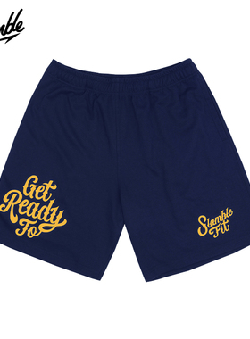 SLAMBLE男子运动休闲短裤宽松五分裤有弹抽绳美式潮流夏季新款