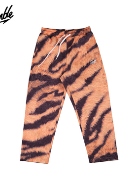 SLAMBLE男子美式动物九分直筒高弹运动休闲篮球睡裤长裤满印宽松