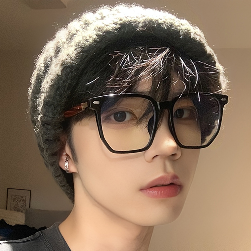 木纹大黑框多边形显售眼镜防蓝光