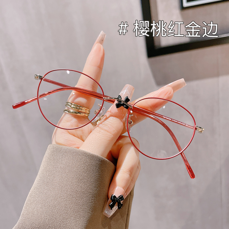 8克日系文艺小圆框近视眼镜女B钛