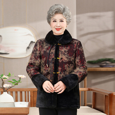 妈妈冬装仿貂绒外套女皮毛一体