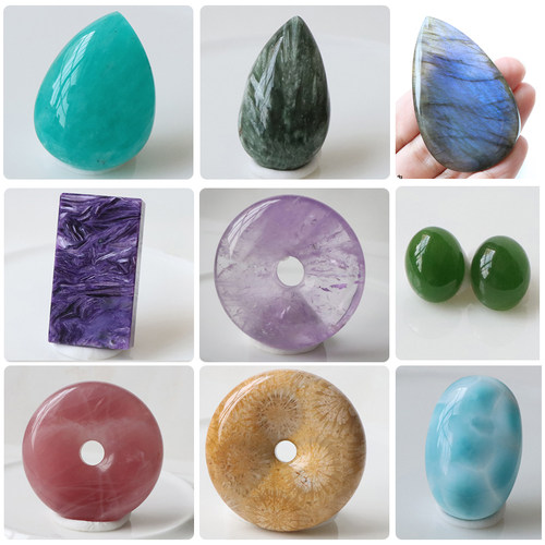 天然水晶吊坠项链粉晶平安扣天河石水滴盐源吊坠水晶原石无事牌