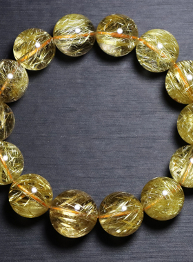 天然维纳斯金发晶手串大颗粒巴西黄水晶手链女礼物钛晶维纳斯发晶