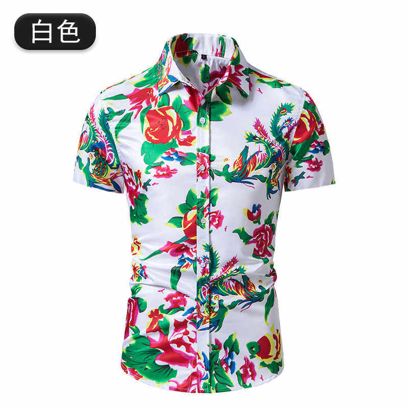 男士潮流休闲东北大花短袖衬衫衬衣1128款-P25元,男装T恤,星座1202-3（原1218-3）