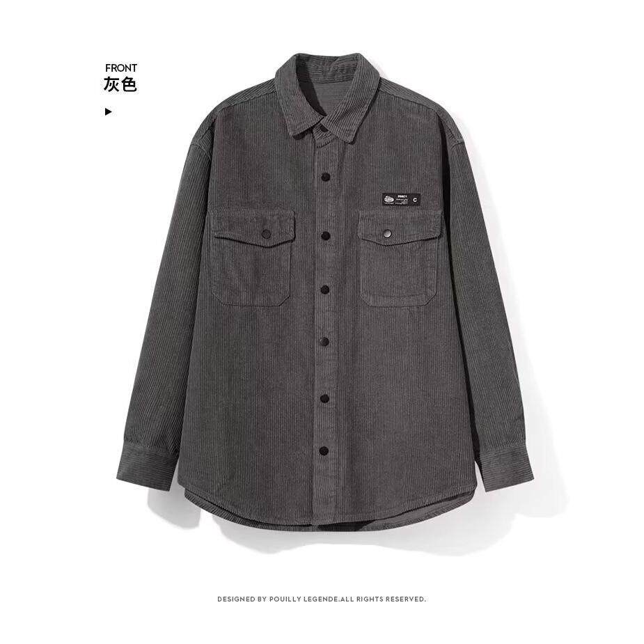 设计感休闲衬衣潮牌痞帅灯芯绒春秋季宽松外套男装2501款一P35元图片