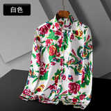 2025春季东北大花长袖衬衫男复古红色牡丹印花1129款-P27元，男装衬衫，星座1202-3（原1218-3）