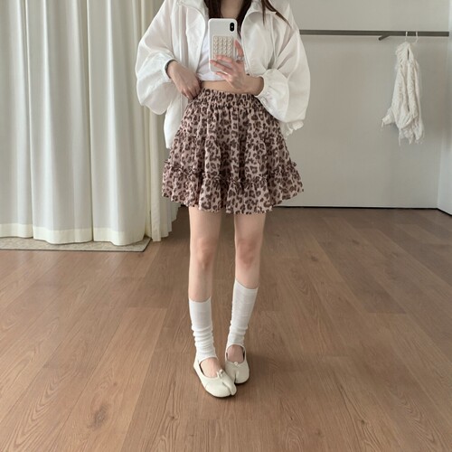 复古印花豹纹蛋糕裙女夏季新款大码高腰显瘦a字蓬蓬裙半身裙短裙
