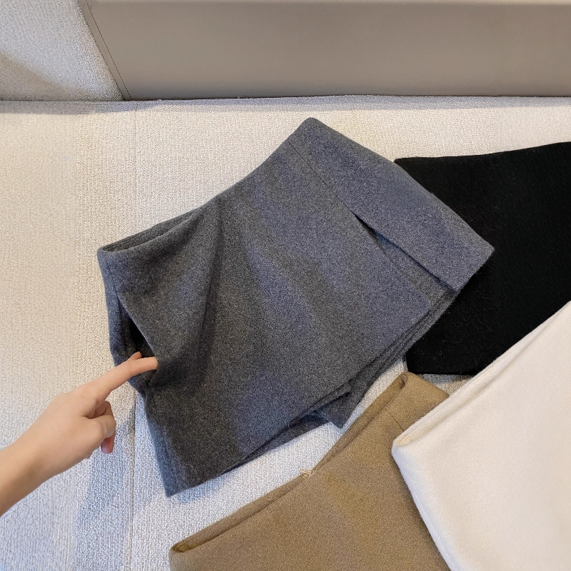 灰色羊毛呢半身裙防走光短裤裙裤