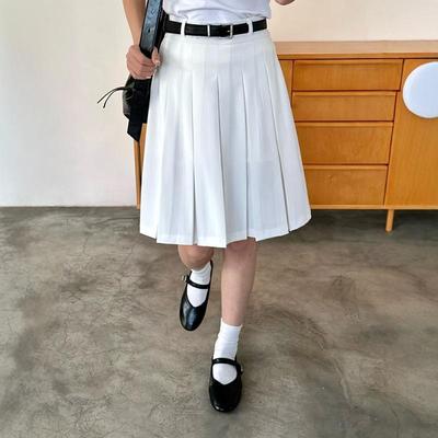 学院风百搭显瘦百褶半身裙中长裙