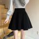 秋冬大码 黑色遮胯短裙女高腰显瘦防走光a字金丝绒百褶蓬蓬半身裙