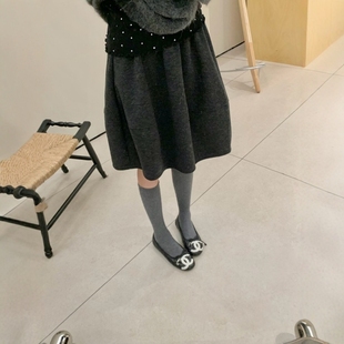 梨形身材灰色羊毛呢花苞裙miu系遮胯半身裙大码 显瘦蓬蓬中长伞裙
