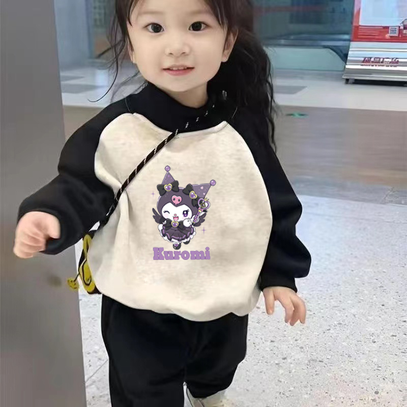 休闲风秋冬韩版卡通风印花加绒加厚春季时尚女童宝宝卡通保暖卫衣