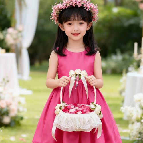 婚庆蕾丝花篮手提式玫瑰花瓣