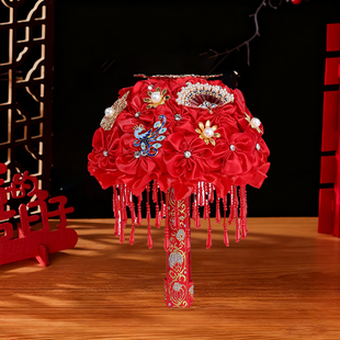 新中式新娘手捧花红色国风婚礼秀禾服婚纱摄影花束高级感结婚礼物