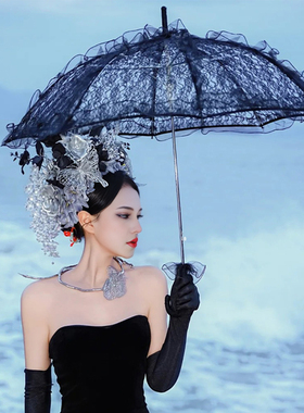 黑色蕾丝伞法式复古洋伞新娘婚纱摄影拍照道具洛丽塔lolita儿童伞